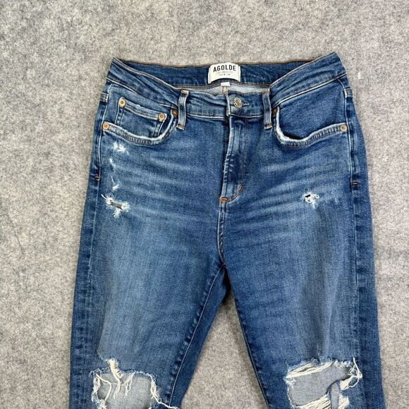 AGOLDE Sophie Distressed High Rise Skinny Crop Jeans A018-843 Size 28 - Picture 2 of 12